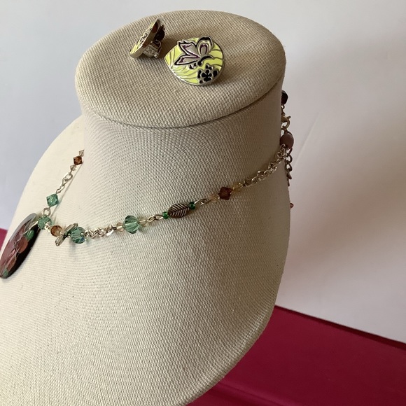 Vintage Y2K Butterfly Clip On Earrings& Handmade Gorgeous Necklace - Picture 12 of 15